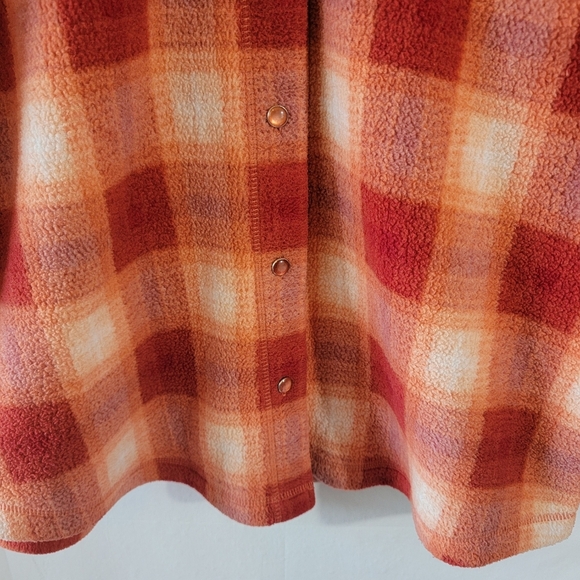NY & CO Orange Snap Button Shacket Sz M Pocket Sherpa Fall Cowgirl Minimalist - Picture 4 of 13